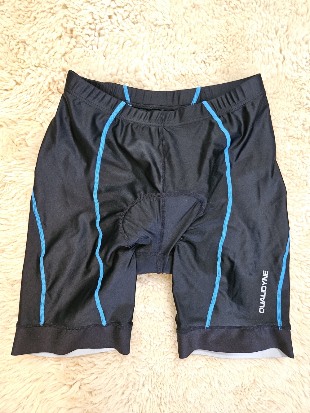 Men's Black Athletic Cycling Shorts with Blue Trim By QUALIDYNE size LARGE